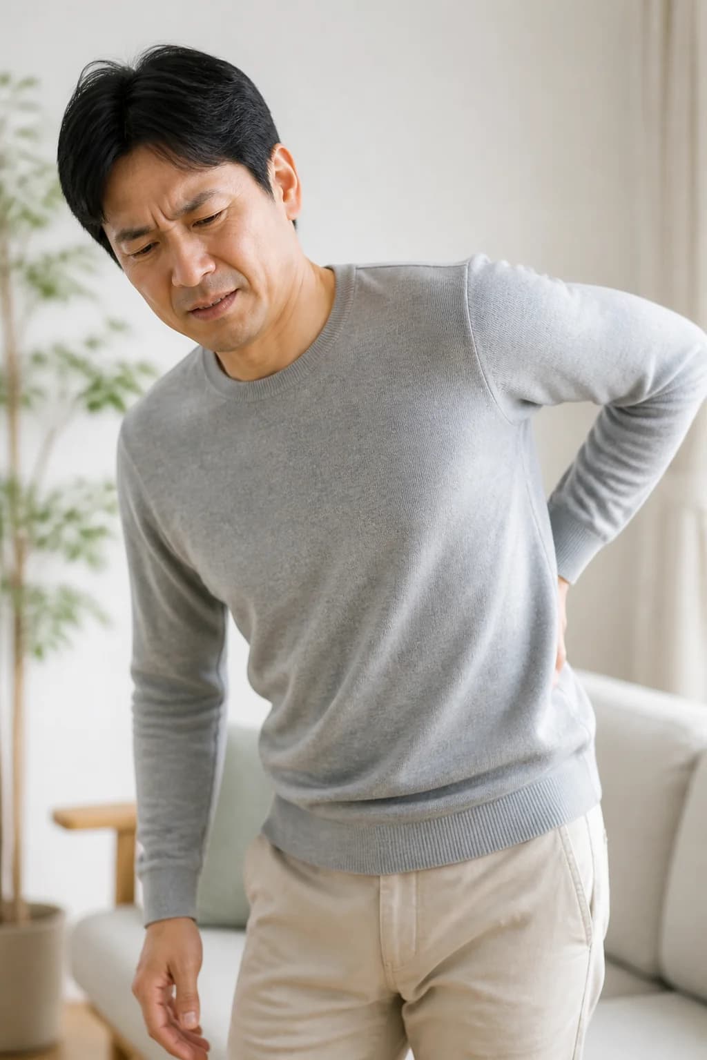 腰の痛みでお困りの中年男性